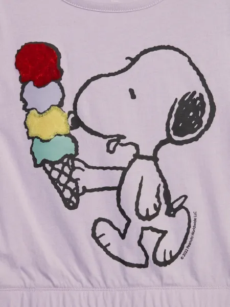 Fialové dievčenské tričko GAP & Peanuts Snoopy