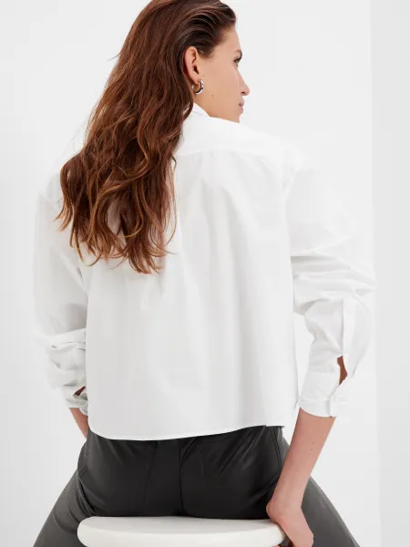 Biela dámska crop top košeľa GAP