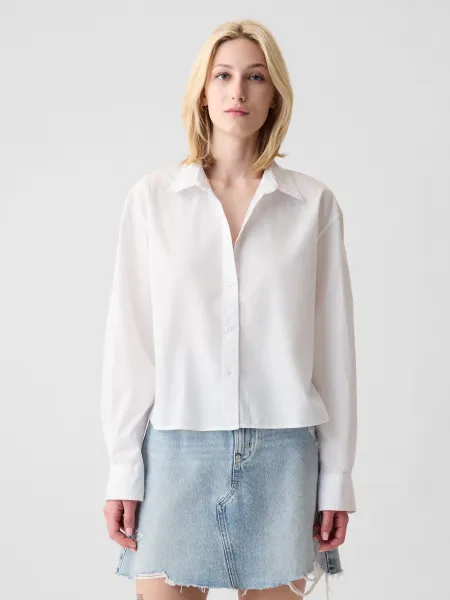 Biela dámska crop top košeľa GAP
