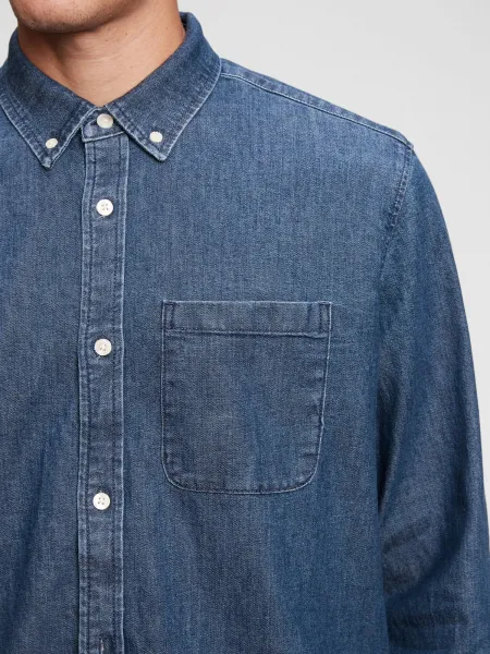 Modrá pánska rifľová košeľa denim shirt GAP