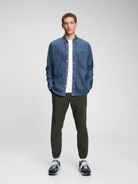 Modrá pánska rifľová košeľa denim shirt GAP