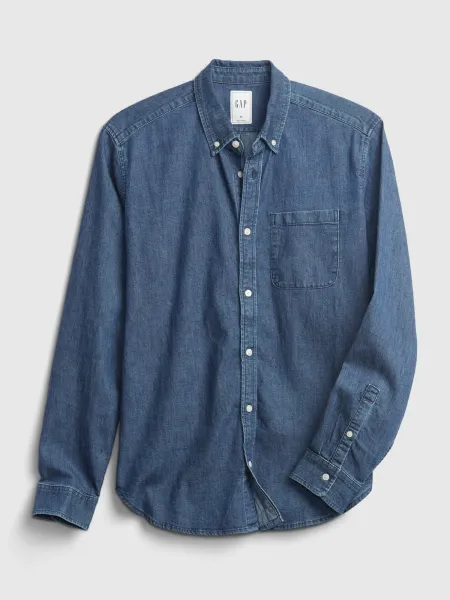 Modrá pánska rifľová košeľa denim shirt GAP
