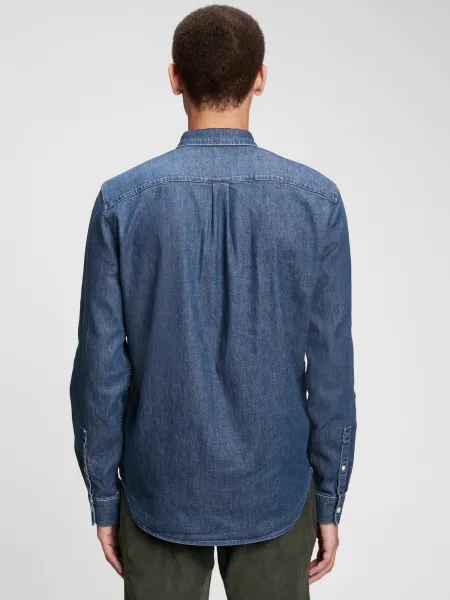 Modrá pánska rifľová košeľa denim shirt GAP