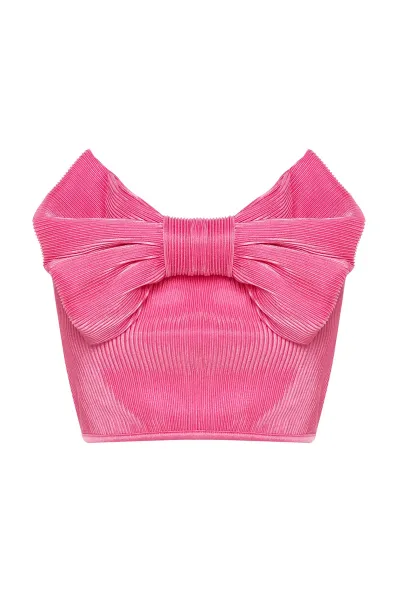 Trendyol Ružový Pletený Textúrovaný Bustier
