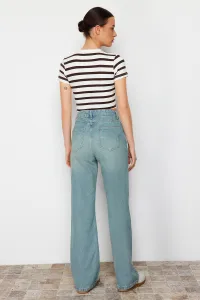 Trendyol Blue Pale Effect vintage džínsy so širokými nohavicami s vysokým pásom