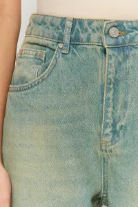 Trendyol Blue Pale Effect vintage džínsy so širokými nohavicami s vysokým pásom