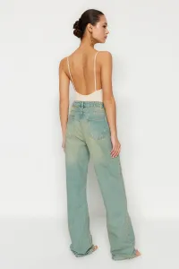 Trendyol Blue Pale Effect vintage džínsy so širokými nohavicami s vysokým pásom