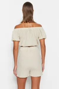 Trendyol Ecru Woven Blouse Short Set