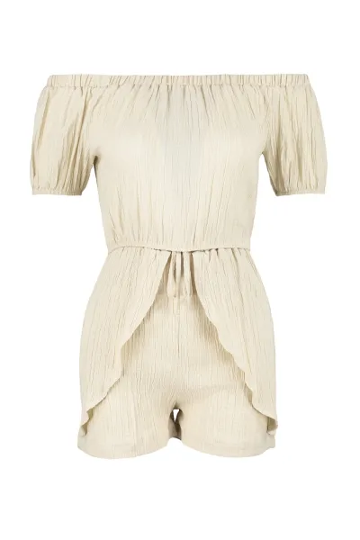 Trendyol Ecru Woven Blouse Short Set