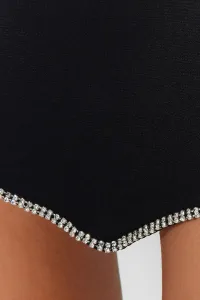 Trendyol Čierne lesklé kamenné elegantné večerné šaty