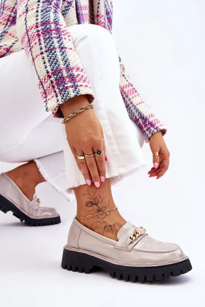 Patent leather platform loafers Light grey Ronin