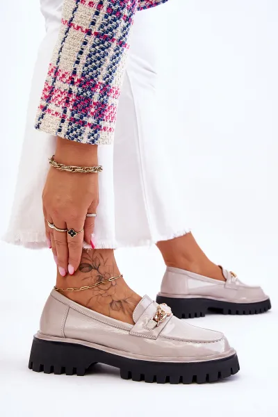 Patent leather platform loafers Light grey Ronin
