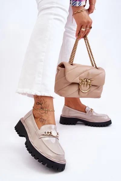 Patent leather platform loafers Light grey Ronin