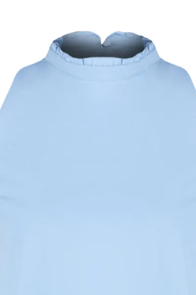 Trendyol Blue mini tkané šaty s vysokým golierom