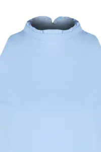 Trendyol Blue mini tkané šaty s vysokým golierom