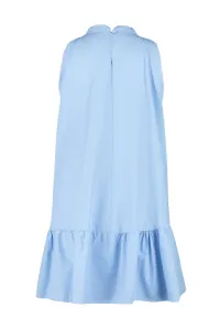 Trendyol Blue mini tkané šaty s vysokým golierom