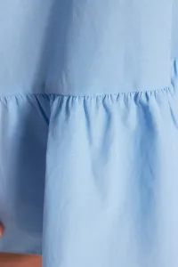Trendyol Blue mini tkané šaty s vysokým golierom