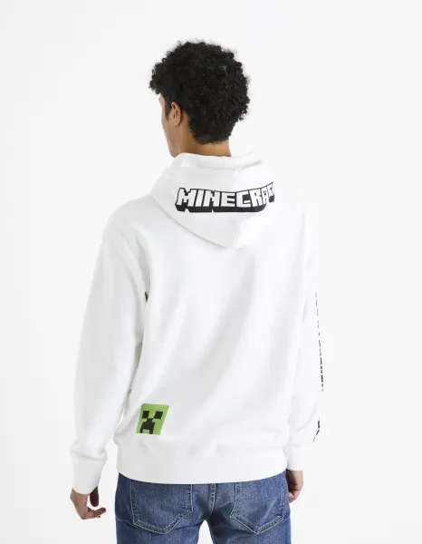 Biela pánska mikina s kapucňou Celio Minecraft