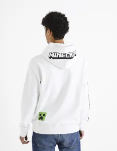 Biela pánska mikina s kapucňou Celio Minecraft