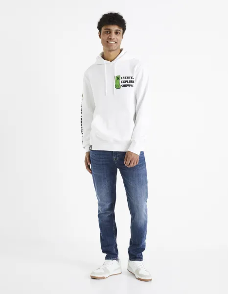 Biela pánska mikina s kapucňou Celio Minecraft