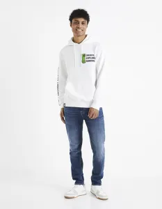 Biela pánska mikina s kapucňou Celio Minecraft