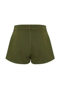Trendyol Khaki Pleated Mini Denim Shorts Skirt
