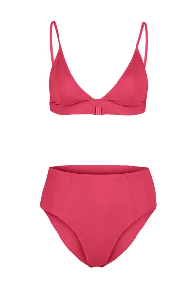 Trendyol Claret Red Triangle s vysokým pásom dvojdielna súprava bikín
