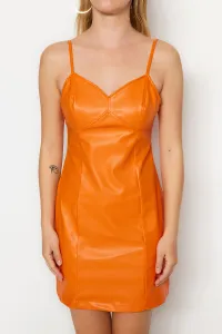 Oranžové mini tkané šaty s detailom tkaného lemovania od Trendyol
