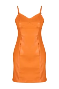 Oranžové mini tkané šaty s detailom tkaného lemovania od Trendyol