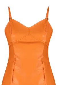 Oranžové mini tkané šaty s detailom tkaného lemovania od Trendyol