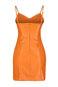 Oranžové mini tkané šaty s detailom tkaného lemovania od Trendyol