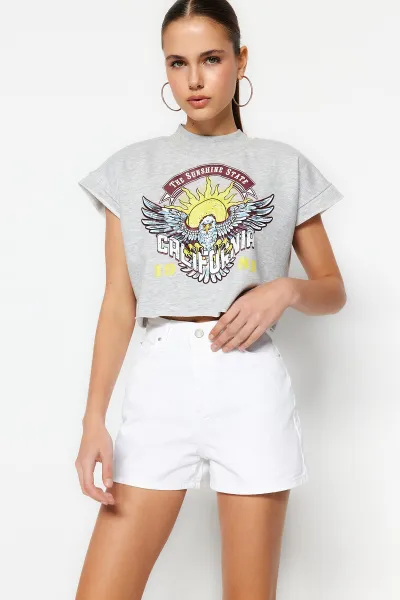 Trendyol White Denim Shorts