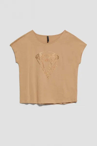 Marisse Women's T-Shirt L-Ts-4042 D.Beige