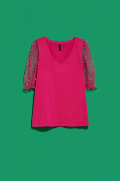Marisse Short Blouse L-Ts-4000 Pink/Blue