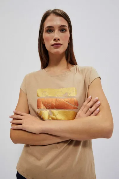 Marisse Women's T-Shirt L-Ts-4038 D.Beige