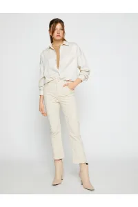 Koton Hispánske crop nohavice Manšestrové nohavice slim fit