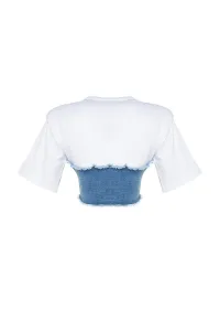 Trendyol X Sagaza Studio Modrý korzetový detailný denimový bustier