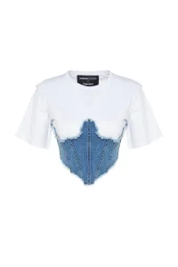 Trendyol X Sagaza Studio Modrý korzetový detailný denimový bustier