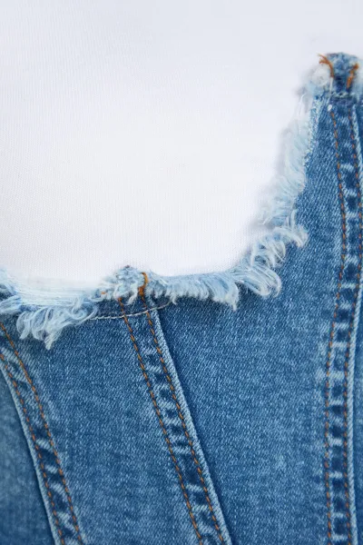 Trendyol X Sagaza Studio Modrý korzetový detailný denimový bustier