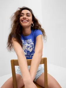 Modrý dámsky crop top s potlačou GAP