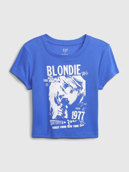Modrý dámsky crop top s potlačou GAP