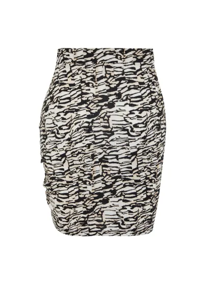 Trendyol Curve Black Knitted Pleated Animal Print Skirt