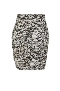Trendyol Curve Black Knitted Pleated Animal Print Skirt