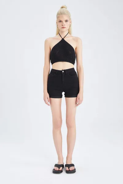 DEFACTO Regular Waist Folded Jean Shorts