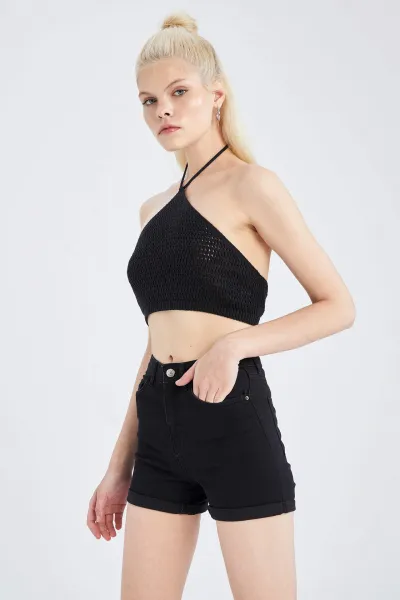 DEFACTO Regular Waist Folded Jean Shorts