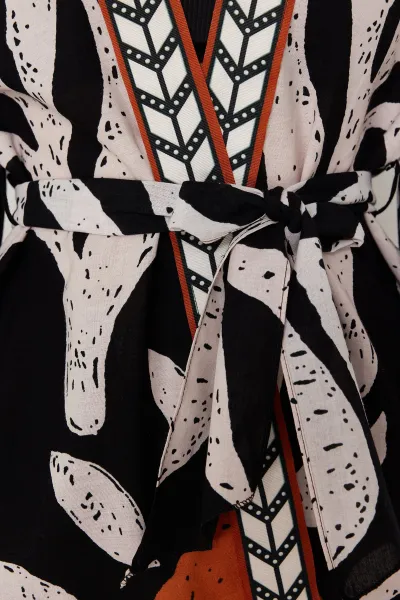 Trendyol etnický vzor opaskový mini-tkaný 100% bavlnený kimono a kaftan