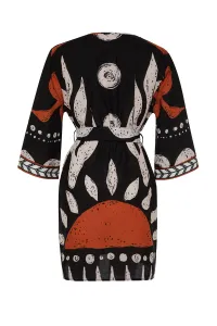 Trendyol etnický vzor opaskový mini-tkaný 100% bavlnený kimono a kaftan