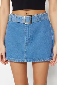 Modrá minisukňa z denimu s opaskom od značky Trendyol