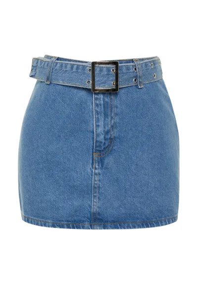 Modrá minisukňa z denimu s opaskom od značky Trendyol