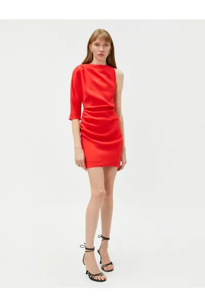 Koton Mini Party Dress Draped Sleeve Detail